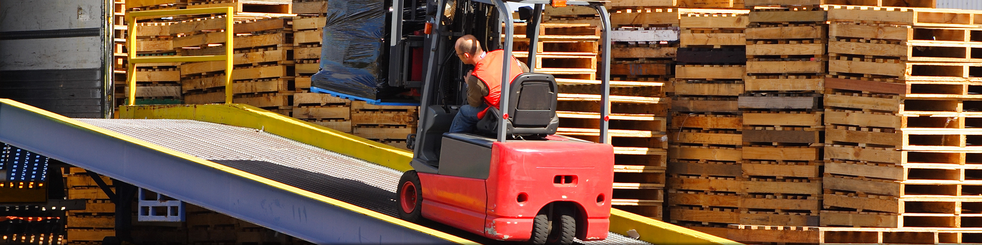 Forklift Operator Ascending a Ramp